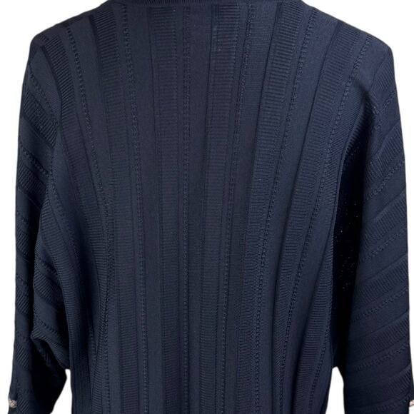 Exclusivley Misook Black Textured Knit Gold Trim Layering Cardigan Sweater - Picture 8 of 11